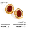 Wholesale Jewelry Stainless Steel Geometric Red Agate Electroplated Necklace And Earrings For Women