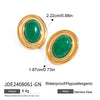 Wholesale Jewelry Stainless Steel Geometric Red Agate Electroplated Necklace And Earrings For Women