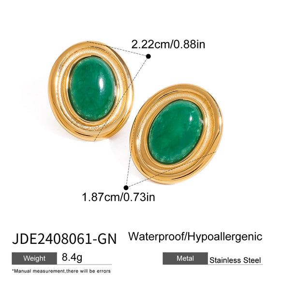 Wholesale Jewelry Stainless Steel Geometric Red Agate Electroplated Necklace And Earrings For Women