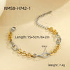 Wholesale Jewelry Stainless Steel Geometric Retro Contrast Color Matching Bracelet With Electroplating For Women