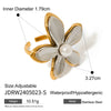 Wholesale Jewelry Stainless Steel Geometric Retro Exaggerated Flower Star Moon Pearl Ring Electroplated