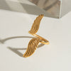 Wholesale Jewelry Stainless Steel Geometric Retro Style Peace Wings Ring
