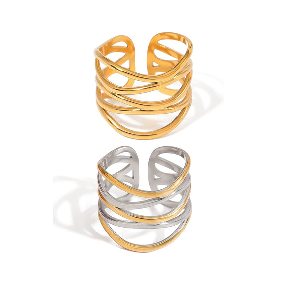 Wholesale Jewelry Stainless Steel Geometric Ring Electroplating For Women