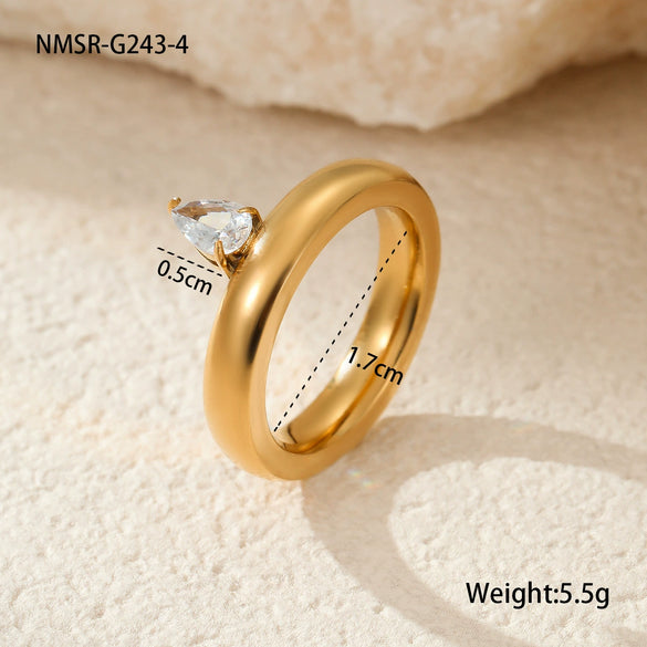 Wholesale Jewelry Stainless Steel Geometric Ring Light Luxury Style Electroplated For Women