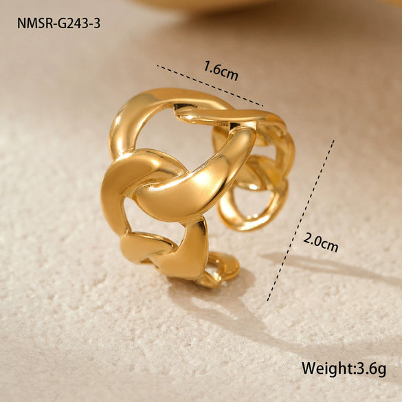 Wholesale Jewelry Stainless Steel Geometric Ring Light Luxury Style Electroplated For Women