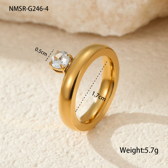 Wholesale Jewelry Stainless Steel Geometric Ring Light Luxury Style Electroplated For Women