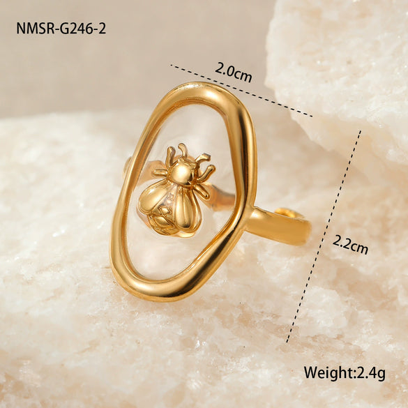 Wholesale Jewelry Stainless Steel Geometric Ring Light Luxury Style Electroplated For Women