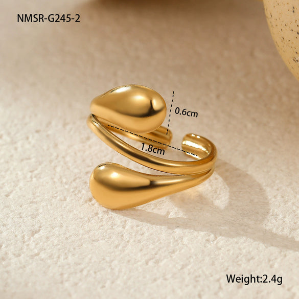 Wholesale Jewelry Stainless Steel Geometric Ring Light Luxury Style Electroplated For Women