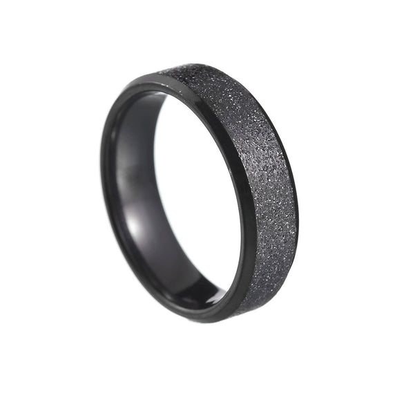 Wholesale Jewelry Stainless Steel Geometric Ring Sand Surface Vacuum Plating