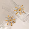 Wholesale Jewelry Stainless Steel Geometric Rotating Thread Sun Earrings Electroplated Light Luxury Style For Women