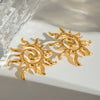 Wholesale Jewelry Stainless Steel Geometric Rotating Thread Sun Earrings With Electroplating For Women