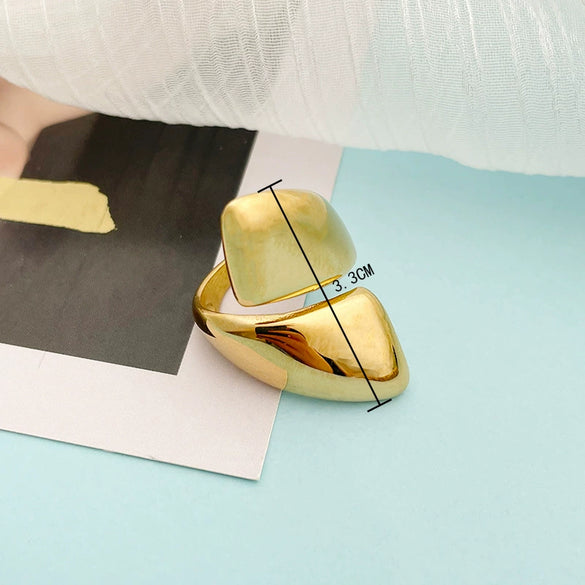 Wholesale Jewelry Stainless Steel Geometric Specialshaped Ring 14K Goldplated