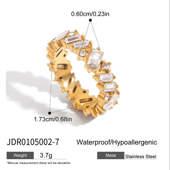 Wholesale Jewelry Stainless Steel Geometric Specialshaped White Zircon Ring And Necklace With Electroplating