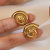 Wholesale Jewelry Stainless Steel Geometric Spiral Conchshaped Electroplated Cool Style Women's Earrings