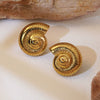 Wholesale Jewelry Stainless Steel Geometric Spiral Conchshaped Electroplated Cool Style Women's Earrings