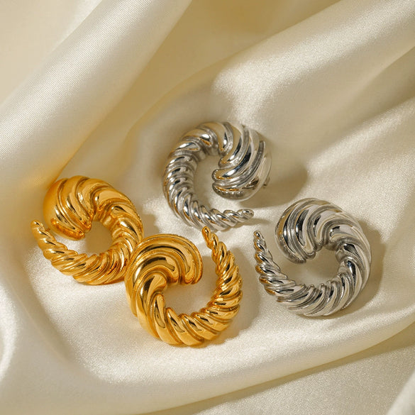 Wholesale Jewelry Stainless Steel Geometric Spiral Earrings For Women Electroplated