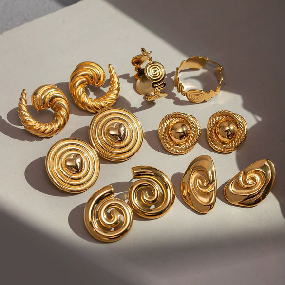Wholesale Jewelry Stainless Steel Geometric Spiral Earrings For Women Electroplated