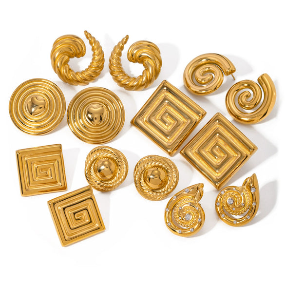 Wholesale Jewelry Stainless Steel Geometric Spiral Earrings For Women Electroplated