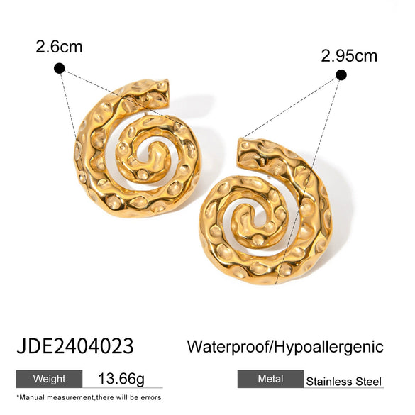 Wholesale Jewelry Stainless Steel Geometric Spiral Earrings For Women Electroplated