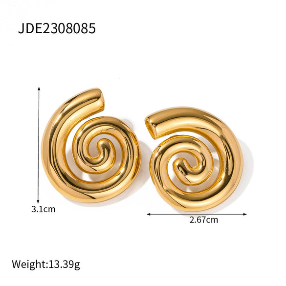 Wholesale Jewelry Stainless Steel Geometric Spiral Earrings For Women Electroplated