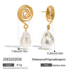 Wholesale Jewelry Stainless Steel Geometric Spiral Imitation Pearl Pendant Earrings With Electroplating For Women
