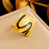 Wholesale Jewelry Stainless Steel Geometric Square Gold Plated Electroplated Ring Earring Necklace Set For Women