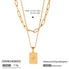 Wholesale Jewelry Stainless Steel Geometric Square Star Hollow Double Pendant Necklace Electroplated For Women