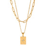 Wholesale Jewelry Stainless Steel Geometric Square Star Hollow Double Pendant Necklace Electroplated For Women