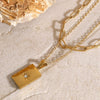 Wholesale Jewelry Stainless Steel Geometric Square Star Hollow Double Pendant Necklace Electroplated For Women