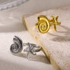 Wholesale Jewelry Stainless Steel Geometric Starfish Conch Opening Ring With Electroplating For Vacation Style