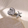 Wholesale Jewelry Stainless Steel Geometric Starfish Conch Opening Ring With Electroplating For Vacation Style