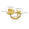 Wholesale Jewelry Stainless Steel Geometric Starfish Conch Opening Ring With Electroplating For Vacation Style