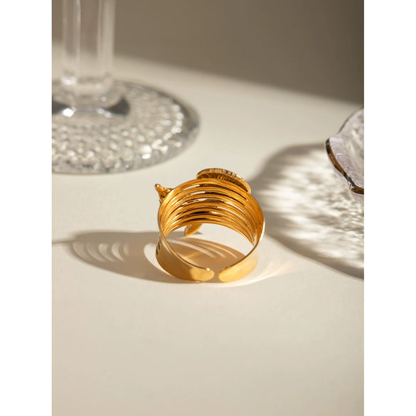 Wholesale Jewelry Stainless Steel Geometric Starfish Conch Shell Open Ring Electroplated