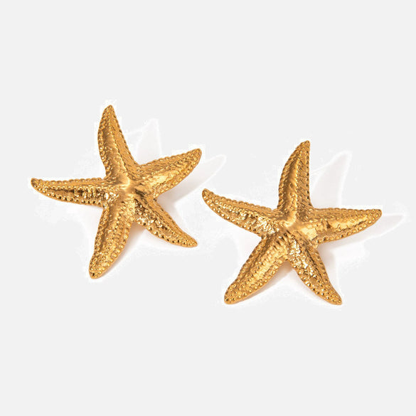 Wholesale Jewelry Stainless Steel Geometric Starfish Earrings Electroplated With 18K Gold Original Design Light Luxury Style