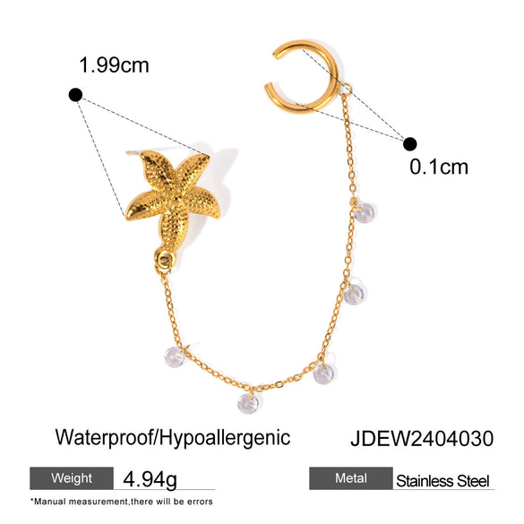 Wholesale Jewelry Stainless Steel Geometric Starfish Electroplated Women's Ear Clip Earrings