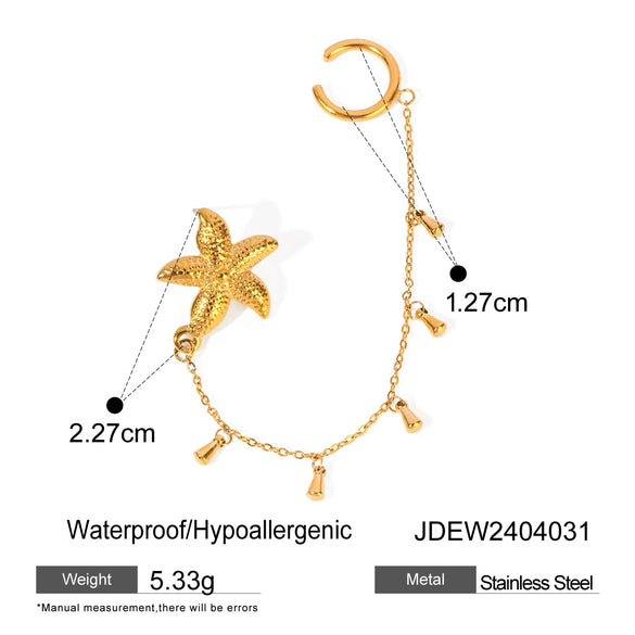 Wholesale Jewelry Stainless Steel Geometric Starfish Electroplated Women's Ear Clip Earrings