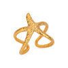 Wholesale Jewelry Stainless Steel Geometric Starfish Open Ring Electroplated