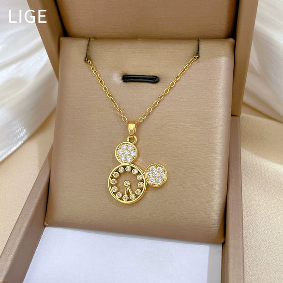 Wholesale Jewelry Stainless Steel Geometric Style Cat Pendant Necklace Unisex