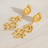 Wholesale Jewelry Stainless Steel Geometric Style Electroplating Conch Hammer Coral Pendant Earrings For Women