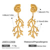 Wholesale Jewelry Stainless Steel Geometric Style Electroplating Conch Hammer Coral Pendant Earrings For Women
