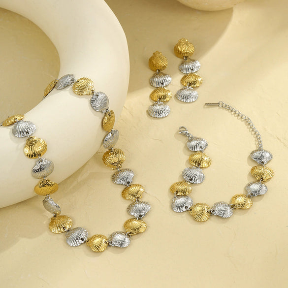 Wholesale Jewelry Stainless Steel Geometric Style Electroplating Necklace Bracelet Earrings