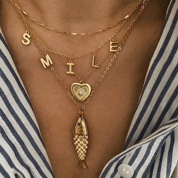 Wholesale Jewelry Stainless Steel Geometric Style Electroplating O Word Chain Necklace For Women