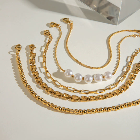 Wholesale Jewelry Stainless Steel Geometric Style Multifold Bracelet And Necklace