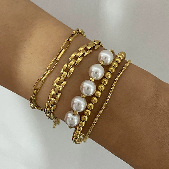 Wholesale Jewelry Stainless Steel Geometric Style Multifold Bracelet And Necklace