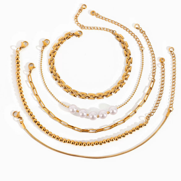 Wholesale Jewelry Stainless Steel Geometric Style Multifold Bracelet And Necklace