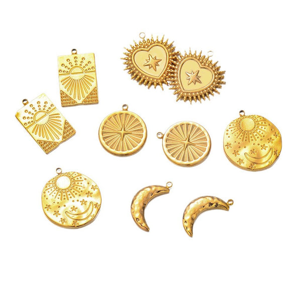 Wholesale Jewelry Stainless Steel Geometric Sunlight Moon Star Goldplated Pendant Accessories