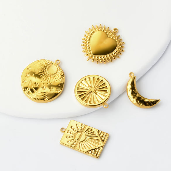 Wholesale Jewelry Stainless Steel Geometric Sunlight Moon Star Goldplated Pendant Accessories