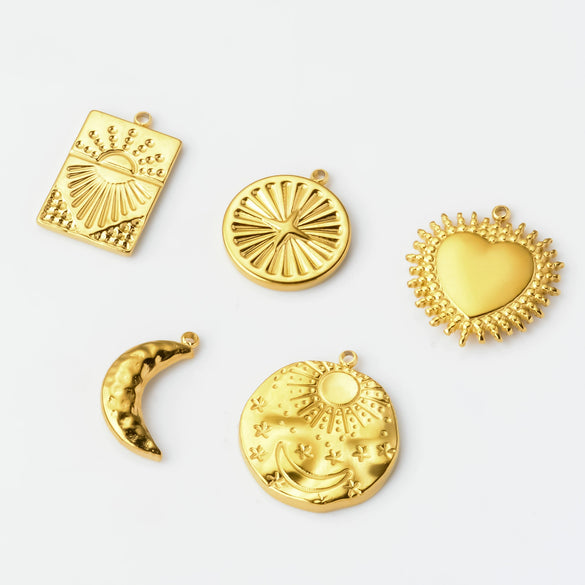 Wholesale Jewelry Stainless Steel Geometric Sunlight Moon Star Goldplated Pendant Accessories