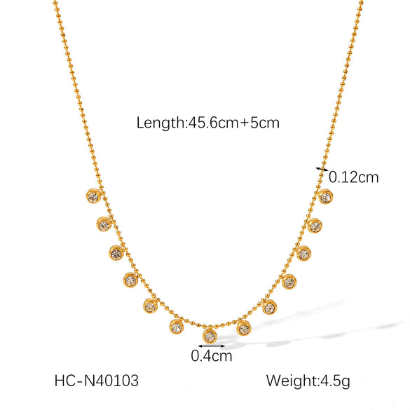Wholesale Jewelry Stainless Steel Geometric Tassel Ball Chain Necklace And Bracelet For Women