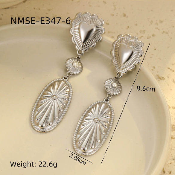 Wholesale Jewelry Stainless Steel Geometric Tassel Design Electroplated Earrings And Necklace For Women